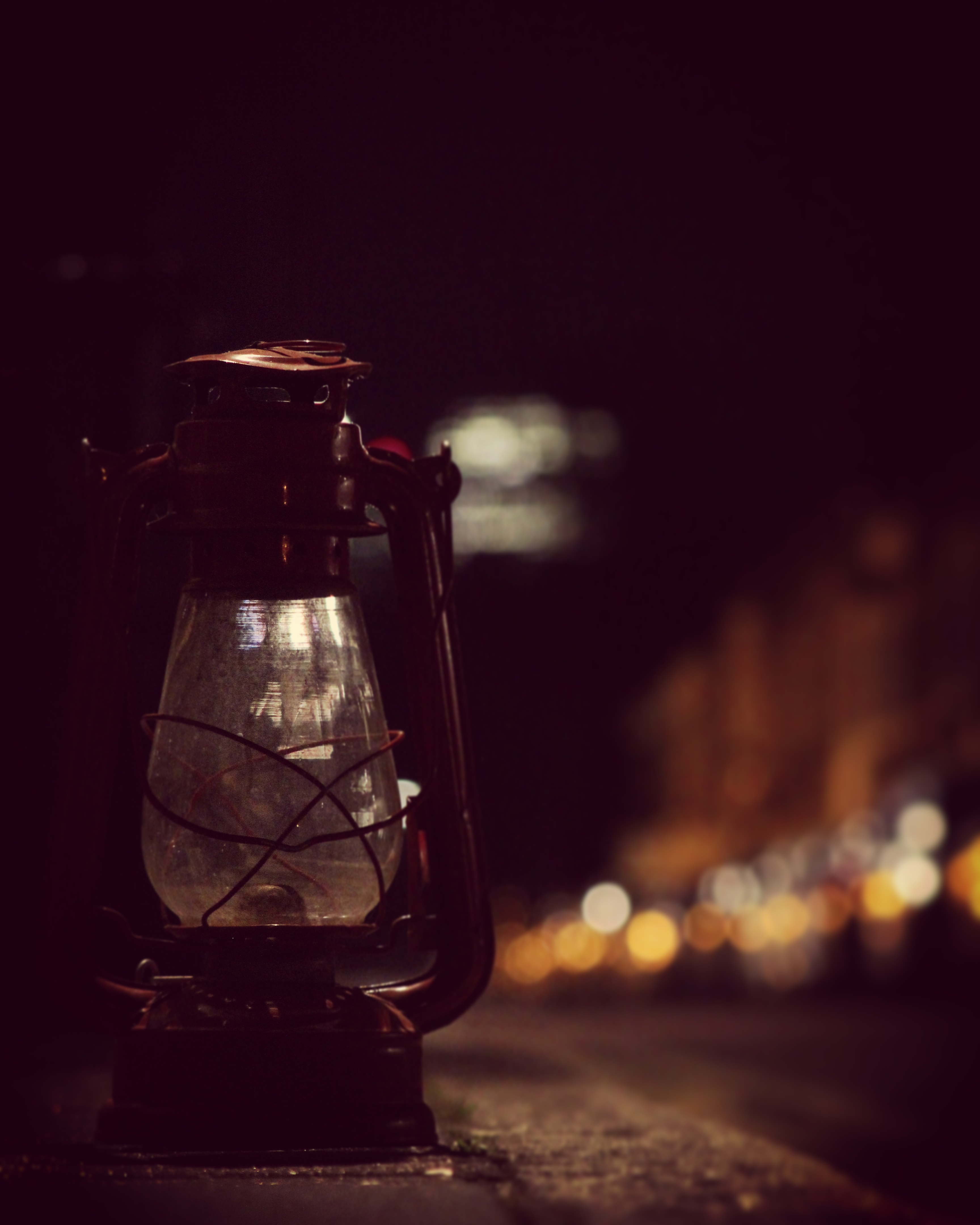 a lantern on a city street